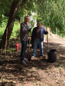 Farhad Kazazi of Redwood City, takes a break during efforts to beautify the Lloyd Lake Area frequented by ‘Abdu’l-Bahá.